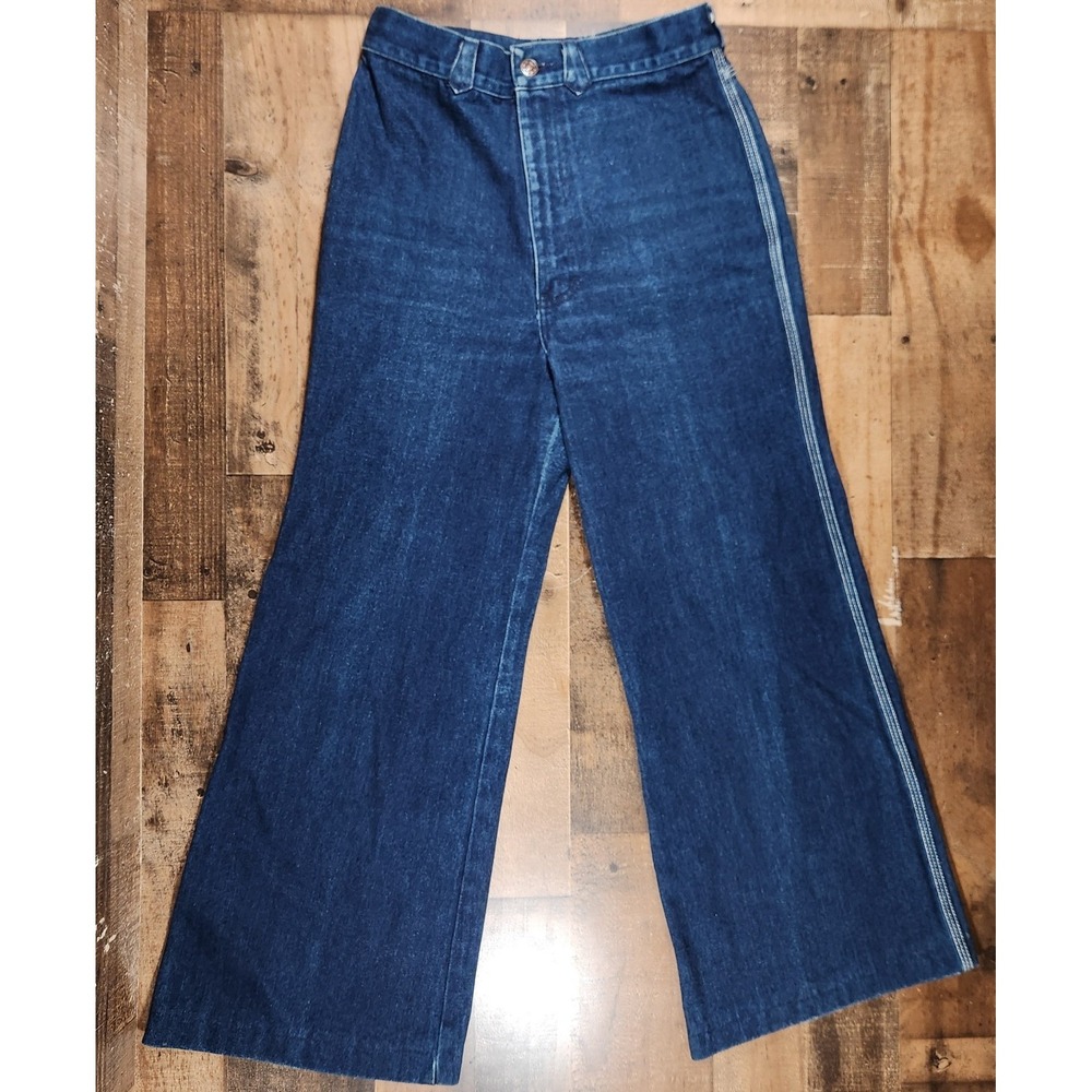 Vintage Union Gap Jeans Womens 26x27 Blue Embroidered Stars Wide Leg High Rise